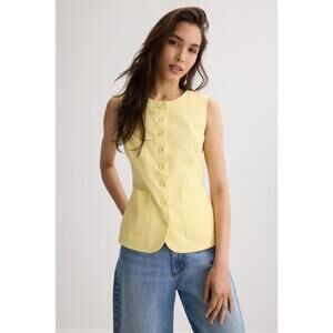 Endless Rose Yellow Linen Long Top Size M with Discoloration